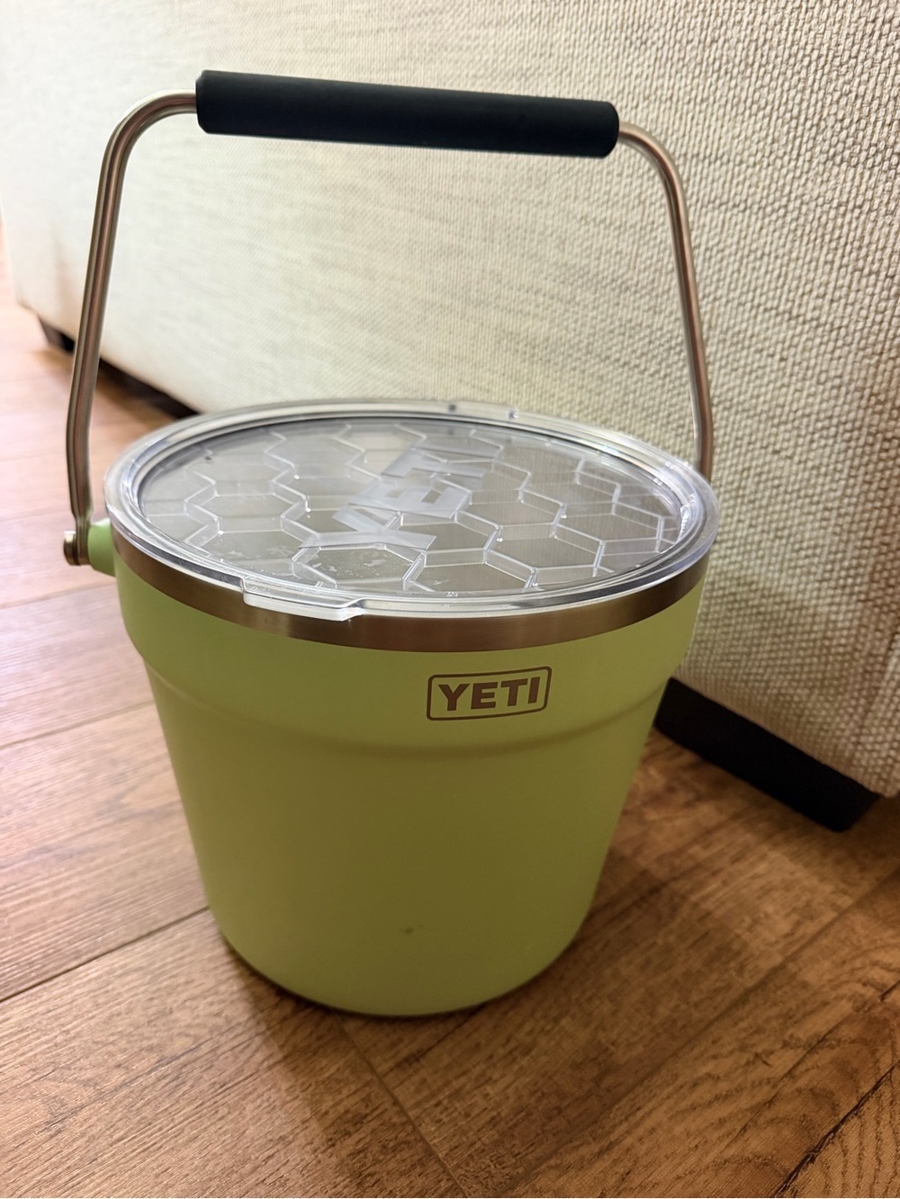 Yeti Lime Green Ice Bucket with Clear Lid and Handle